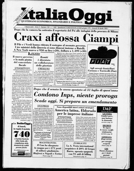 Italia oggi : quotidiano di economia finanza e politica